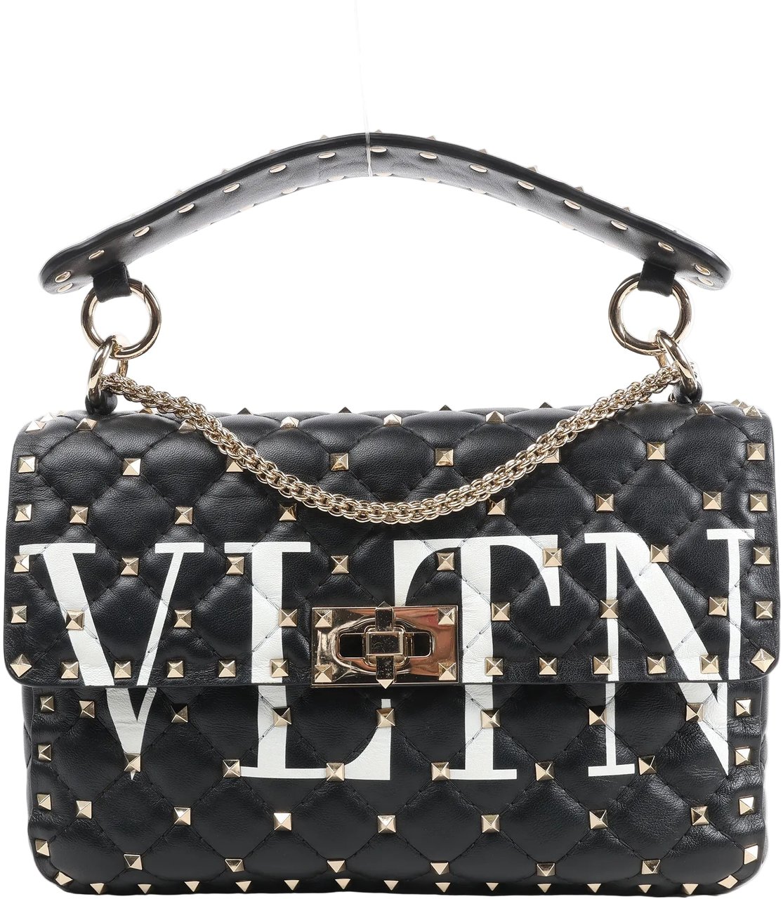 Valentino Garavani Valentino Garavani VLTN Rockstud Spike Chain Leather 2Way Shoulder Bag in Black Divers