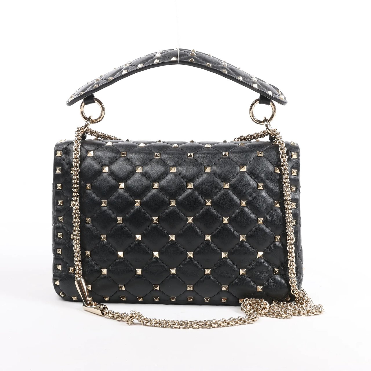 Valentino Garavani Valentino Garavani VLTN Rockstud Spike Chain Leather 2Way Shoulder Bag in Black Divers