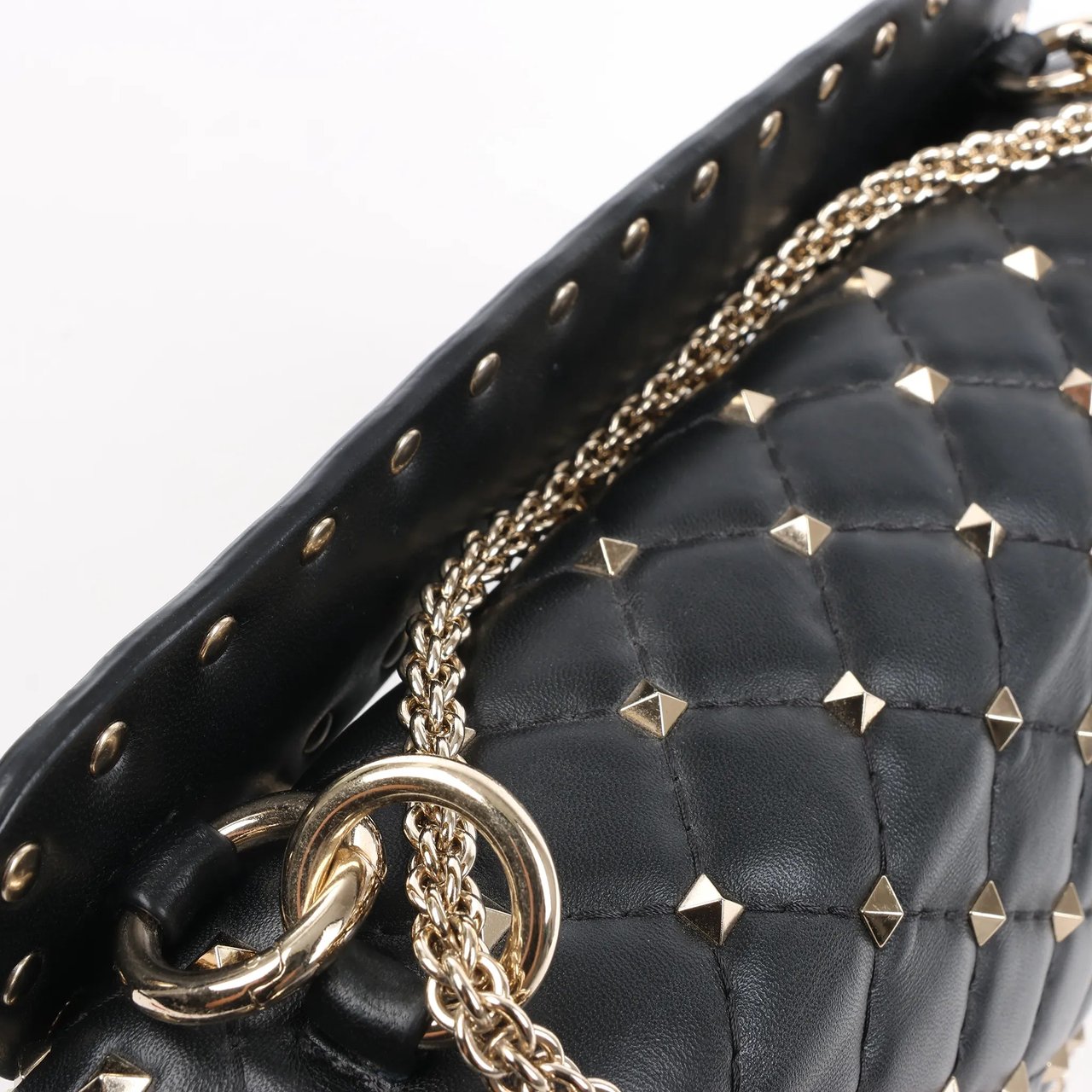 Valentino Garavani Valentino Garavani VLTN Rockstud Spike Chain Leather 2Way Shoulder Bag in Black Divers
