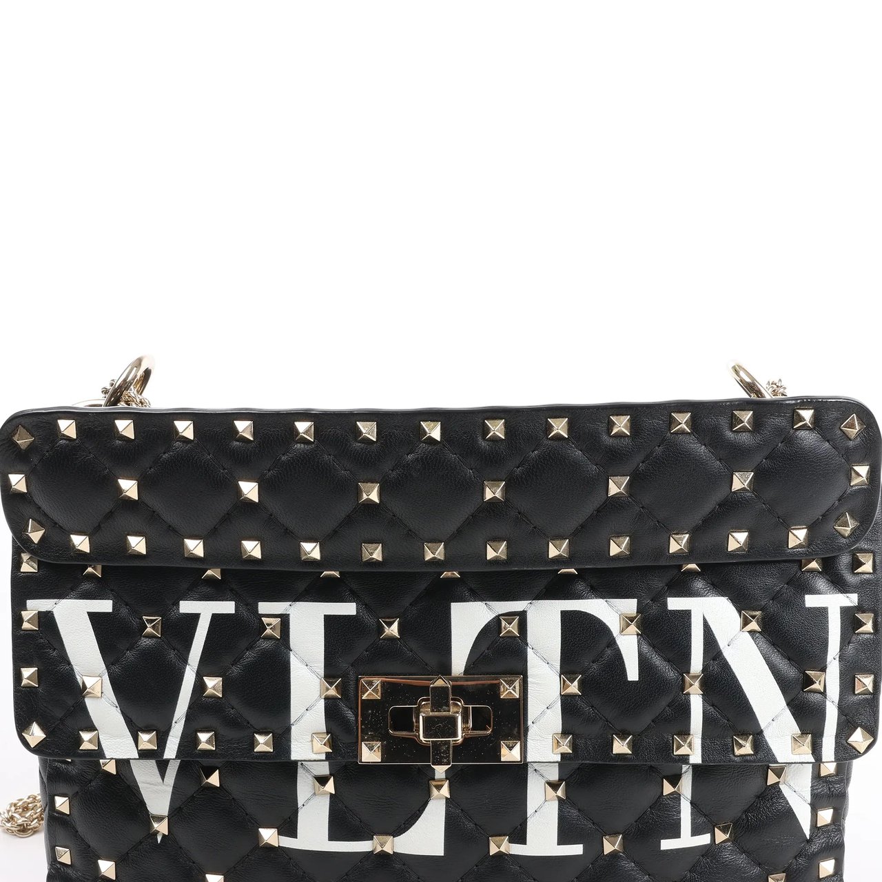 Valentino Garavani Valentino Garavani VLTN Rockstud Spike Chain Leather 2Way Shoulder Bag in Black Divers