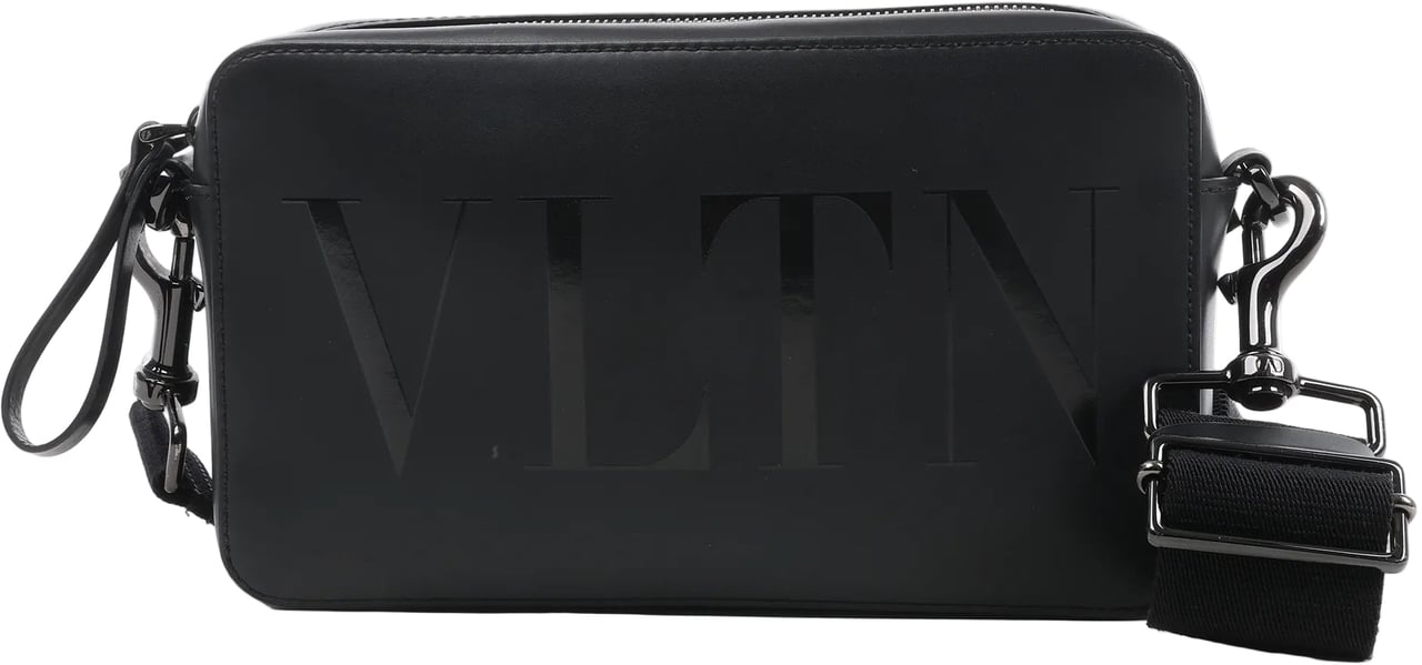 Valentino Garavani Valentino Garavani VLTN Leather Shoulder Bag in Black Zwart