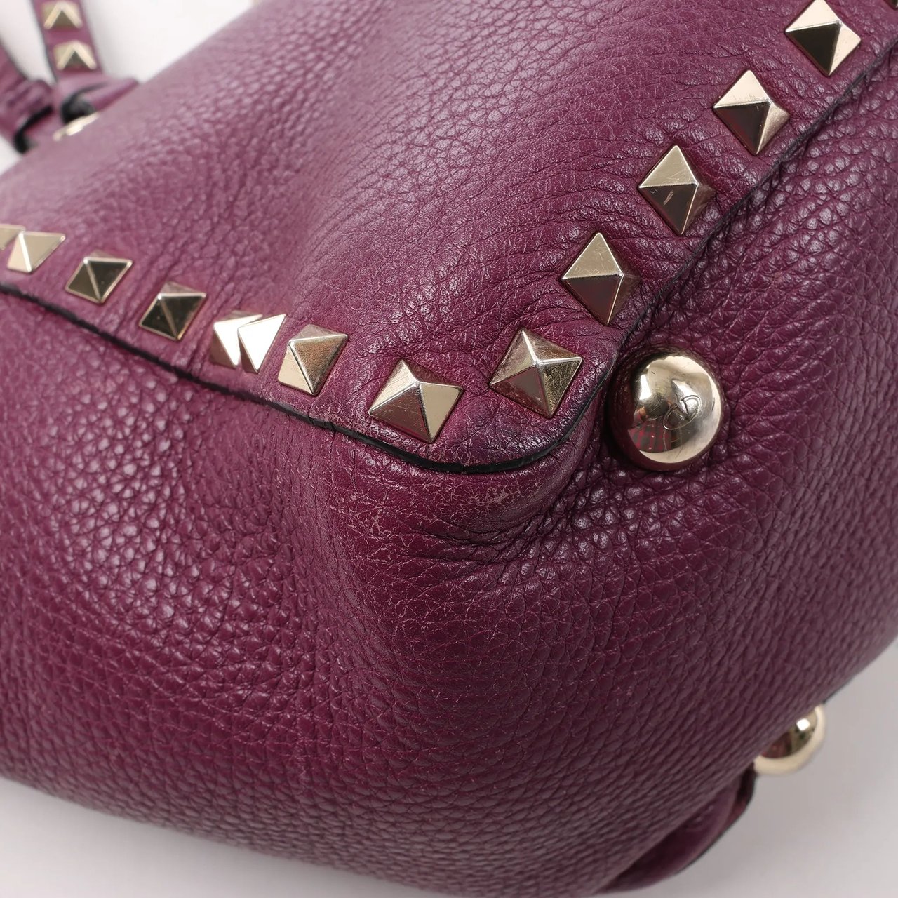 Valentino Garavani Valentino Garavani Rockstud Leather 2Way Handbag in Purple Paars