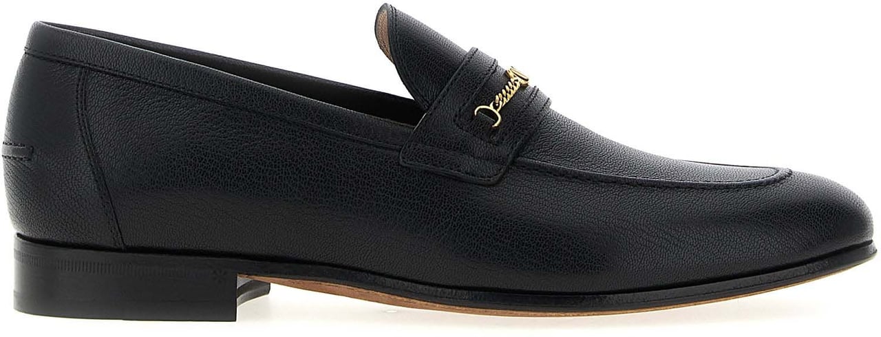 Valentino Garavani Black Goatskin Slip-On Loafers Zwart