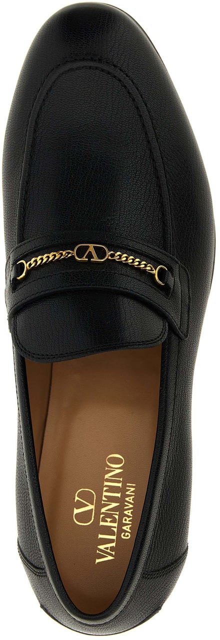 Valentino Garavani Black Goatskin Slip-On Loafers Zwart