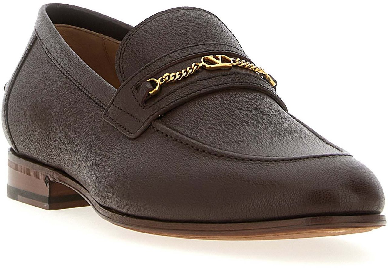 Valentino Garavani Brown Goatskin Slip-On Loafers Bruin