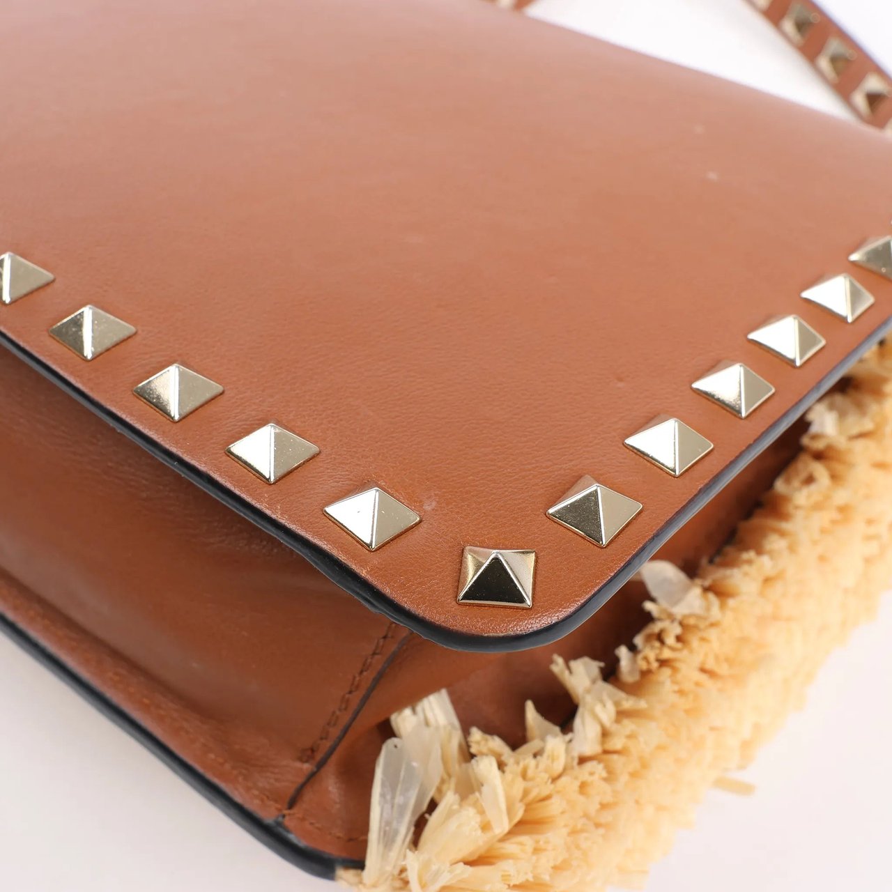 Valentino Garavani Valentino Garavani Straws x Leather Shoulder bag Beige x Brown Divers