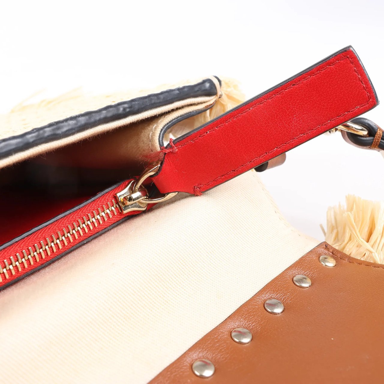 Valentino Garavani Valentino Garavani Straws x Leather Shoulder bag Beige x Brown Divers