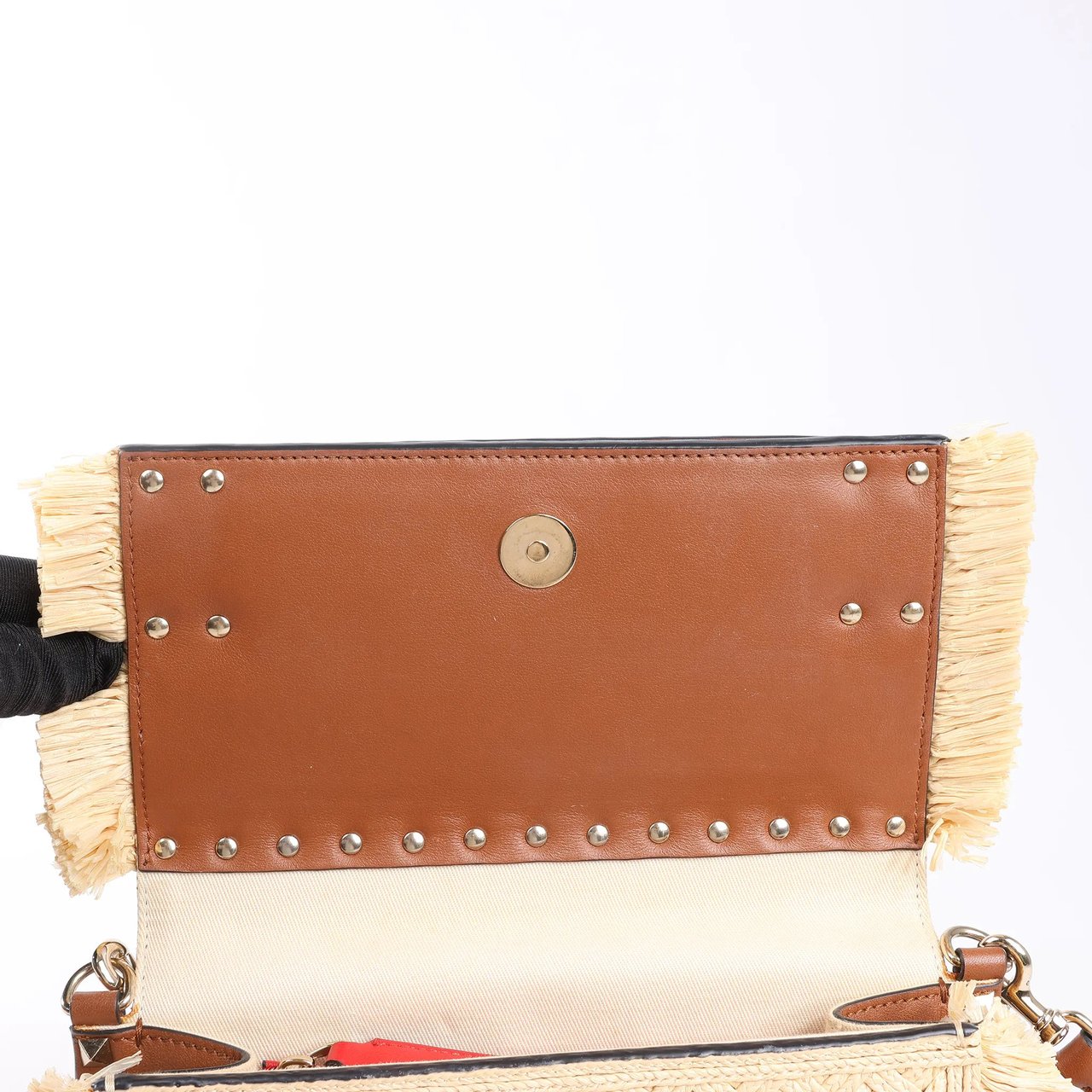 Valentino Garavani Valentino Garavani Straws x Leather Shoulder bag Beige x Brown Divers