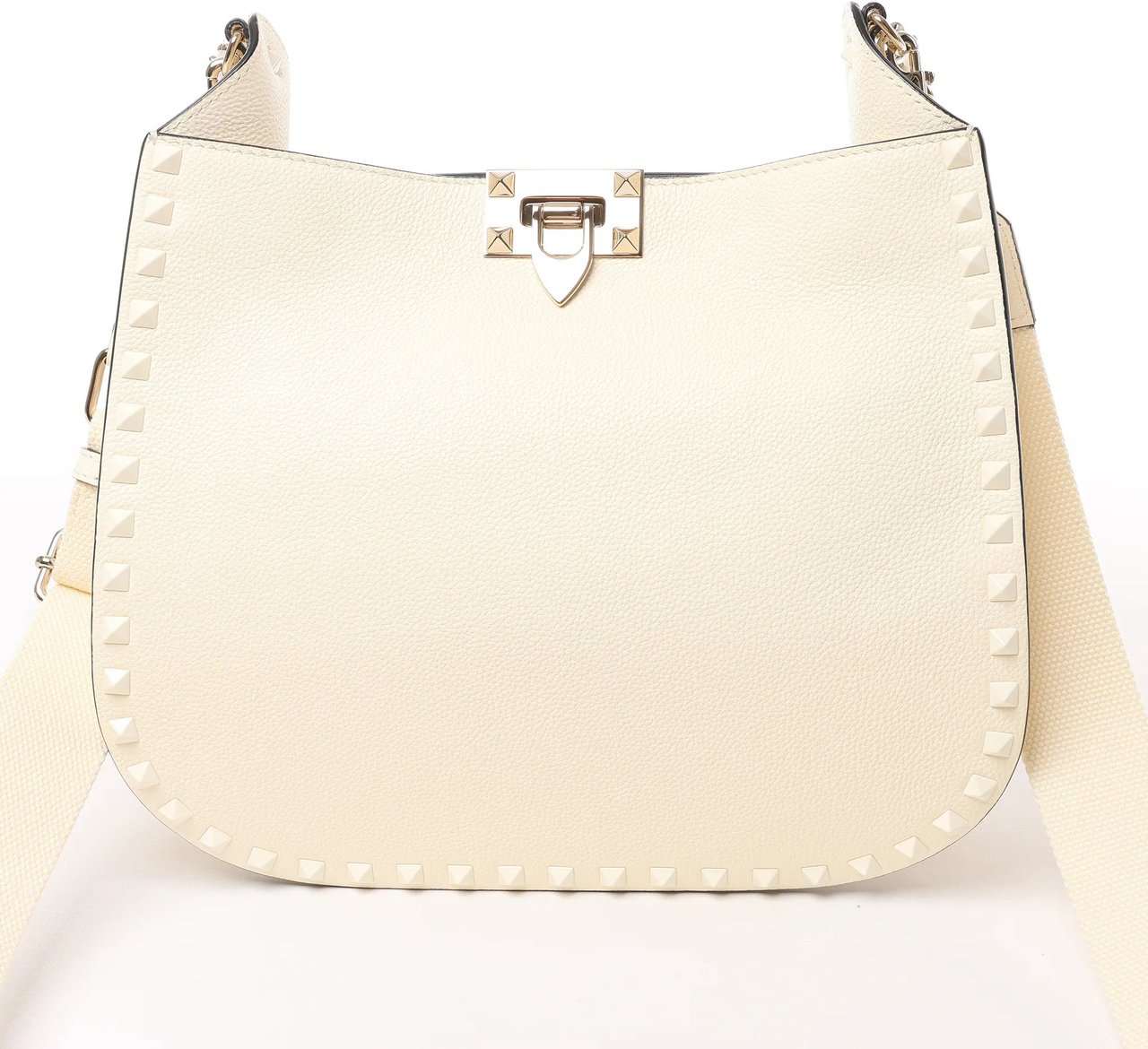 Valentino Garavani Valentino Garavani Rockstud Leather Shoulder Bag in Ecru Beige