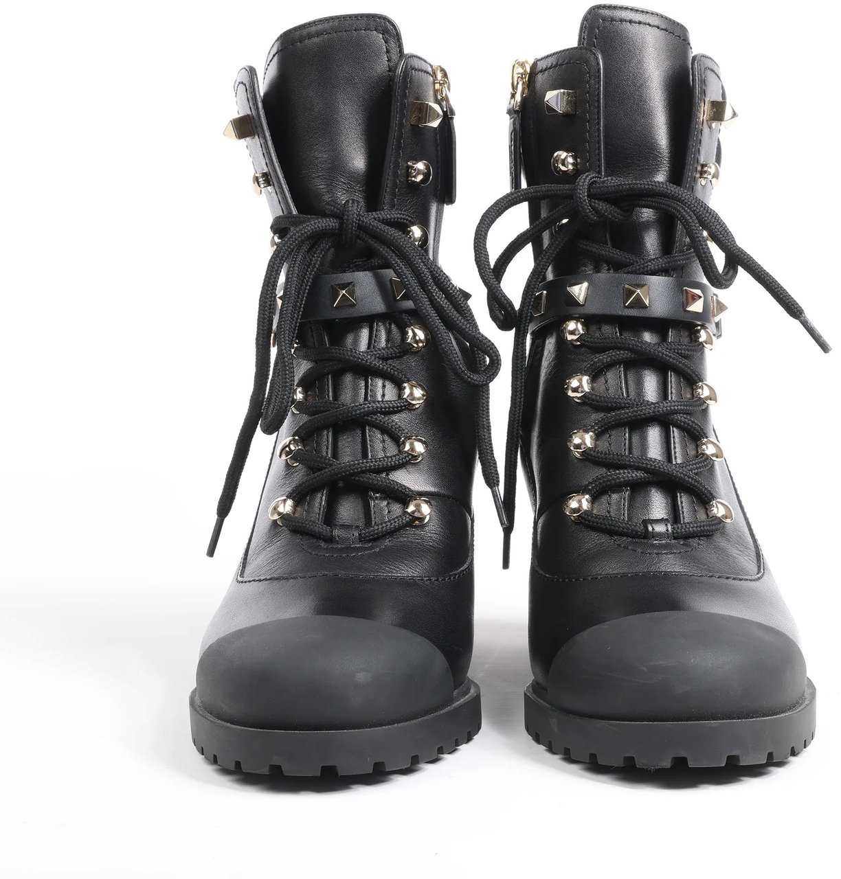 Valentino Garavani Valentino Garavani Rockstuds Leather Ankle Boots in Black, Size 37 EU Zwart