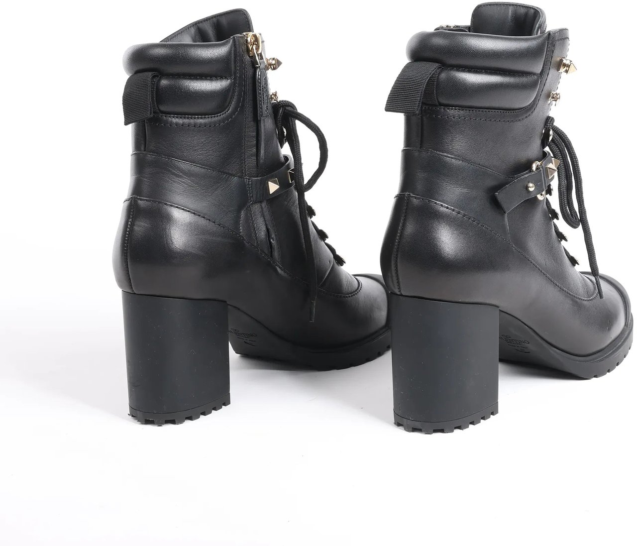 Valentino Garavani Valentino Garavani Rockstuds Leather Ankle Boots in Black, Size 37 EU Zwart