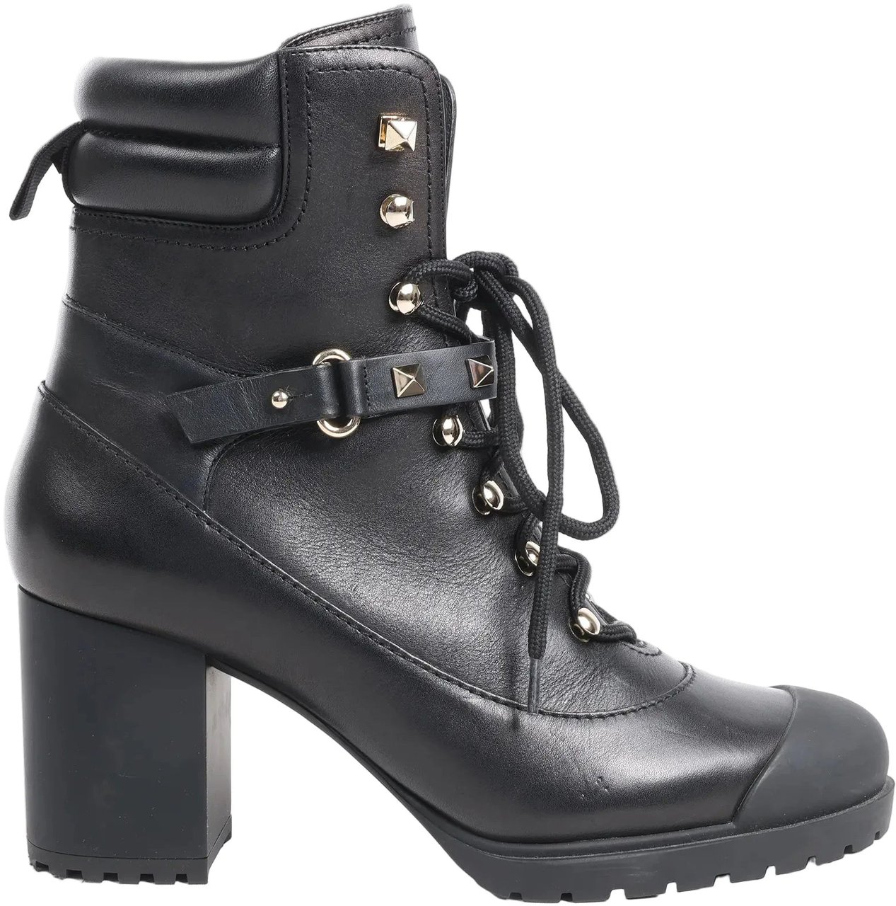 Valentino Garavani Valentino Garavani Rockstuds Leather Ankle Boots in Black, Size 37 EU Zwart