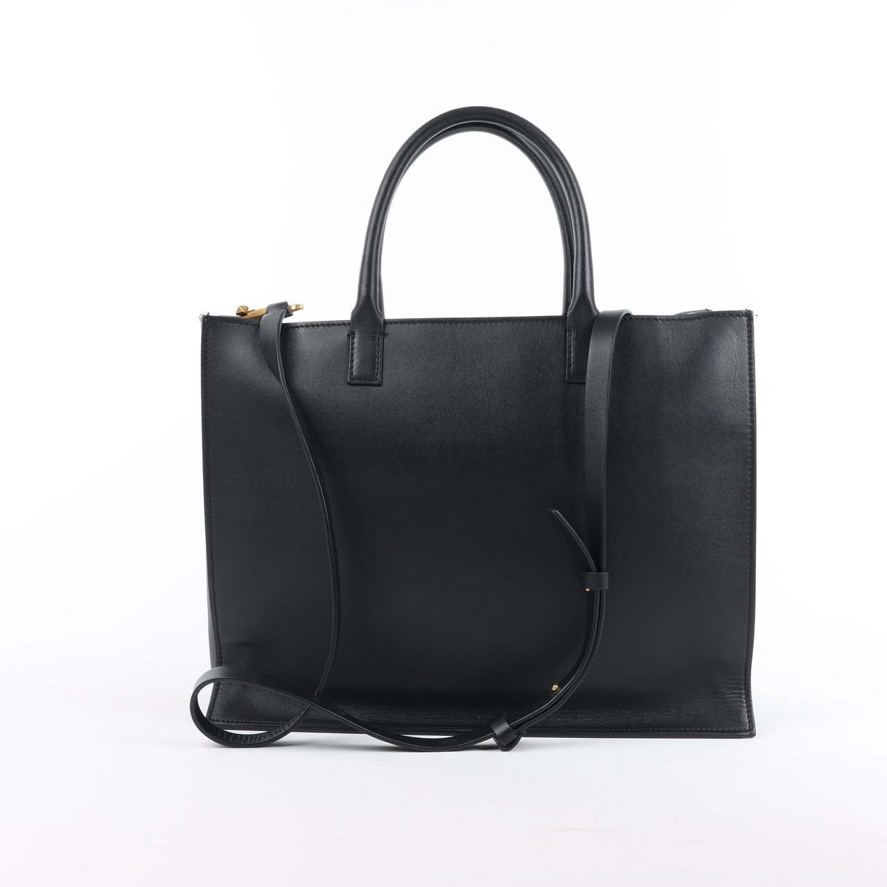 Valentino Garavani Valentino Garavani V Logo Leather 2Way Handbag in Black Zwart