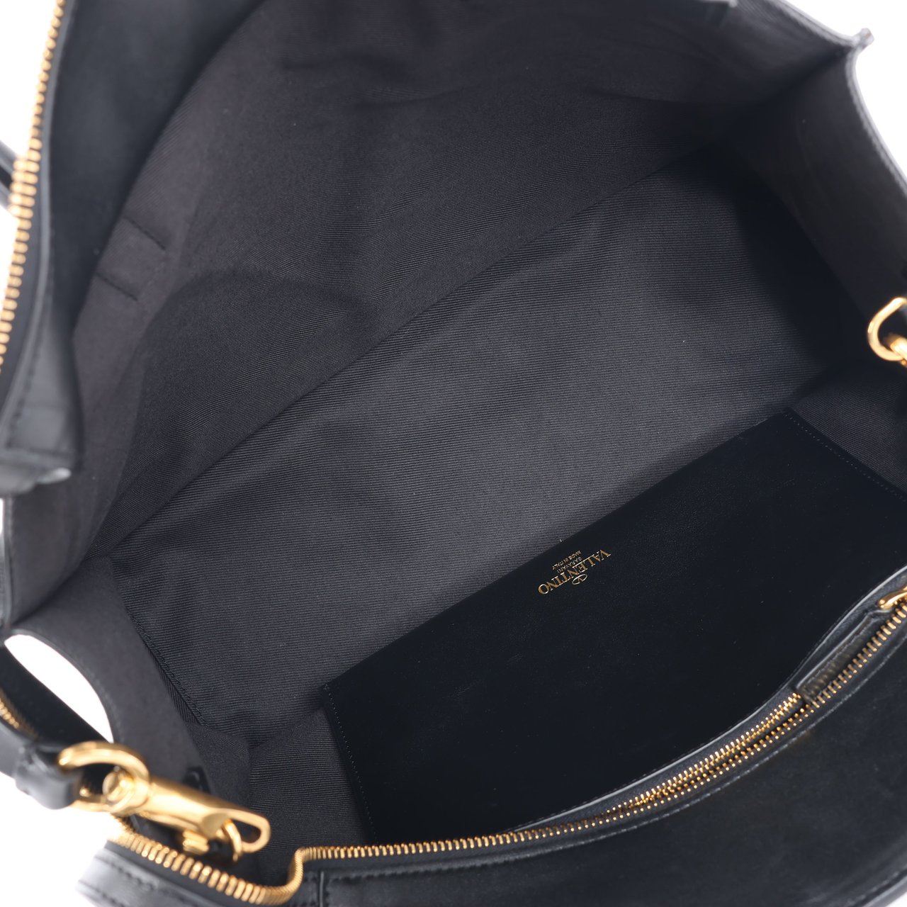 Valentino Garavani Valentino Garavani V Logo Leather 2Way Handbag in Black Zwart