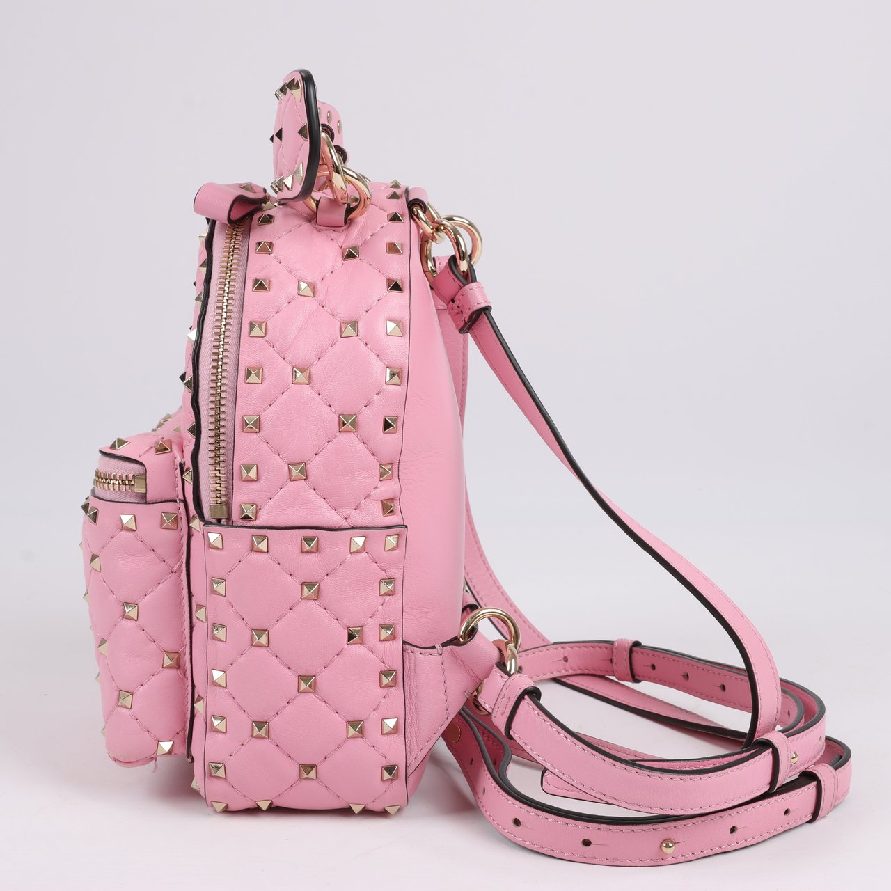 Valentino Garavani Valentino Garavani Rockstud Spike Leather 2Way Backpack in Pink Roze