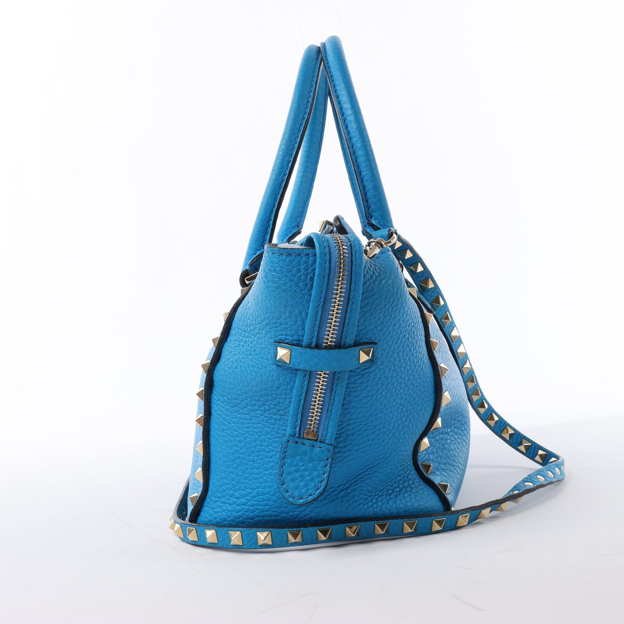 Valentino Garavani Valentino Garavani Rockstud Leather 2Way Handbag in Blue Blauw