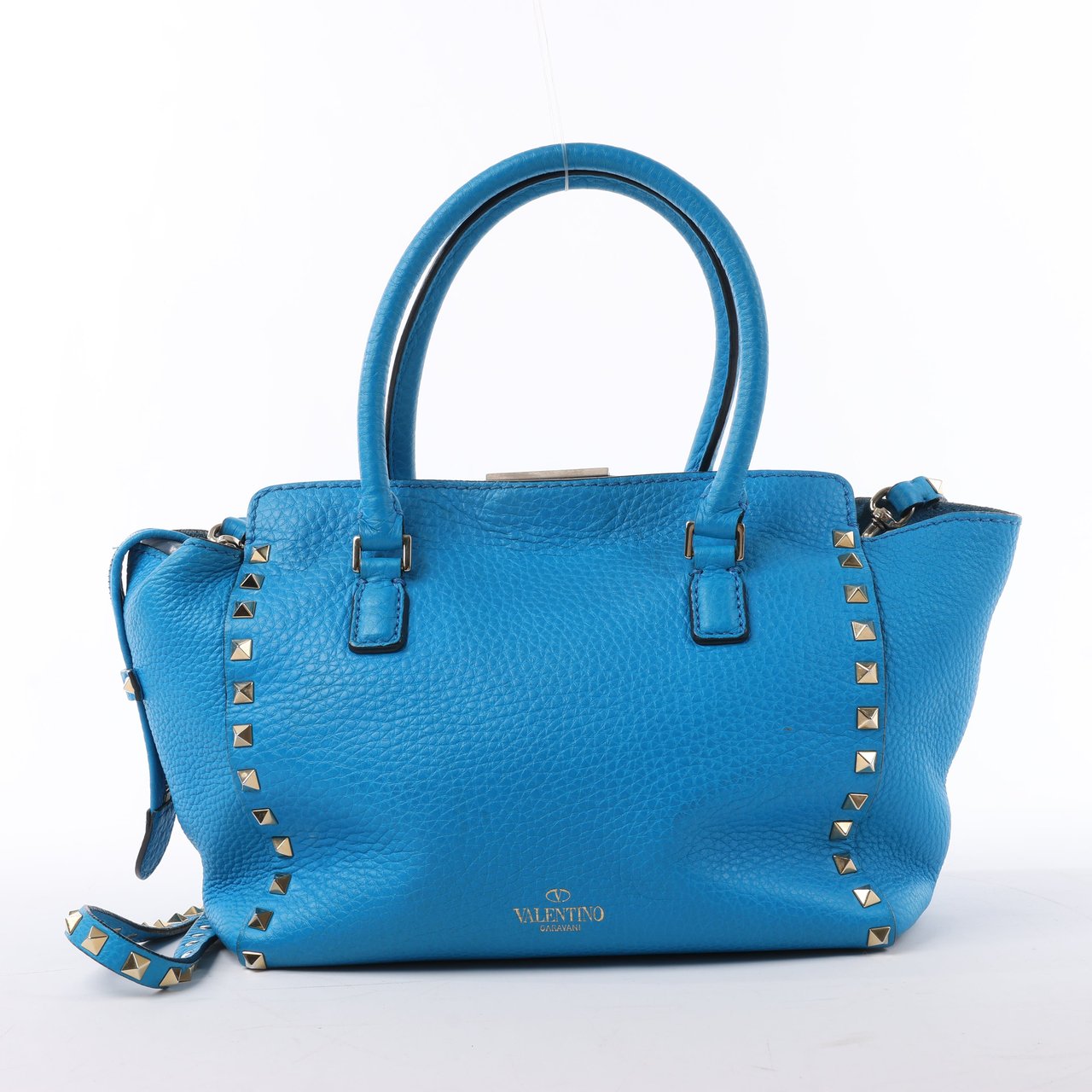 Valentino Garavani Valentino Garavani Rockstud Leather 2Way Handbag in Blue Blauw
