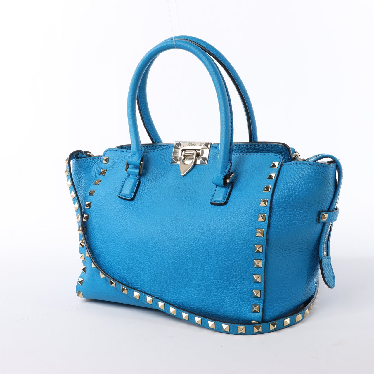 Valentino Garavani Valentino Garavani Rockstud Leather 2Way Handbag in Blue Blauw