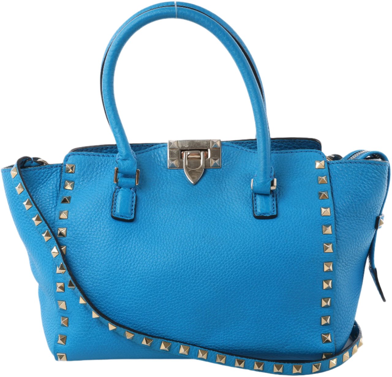 Valentino Garavani Valentino Garavani Rockstud Leather 2Way Handbag in Blue Blauw