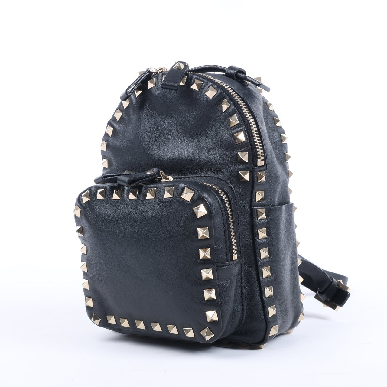 Valentino Garavani Valentino Garavani Rockstud Leather Backpack in Black Zwart