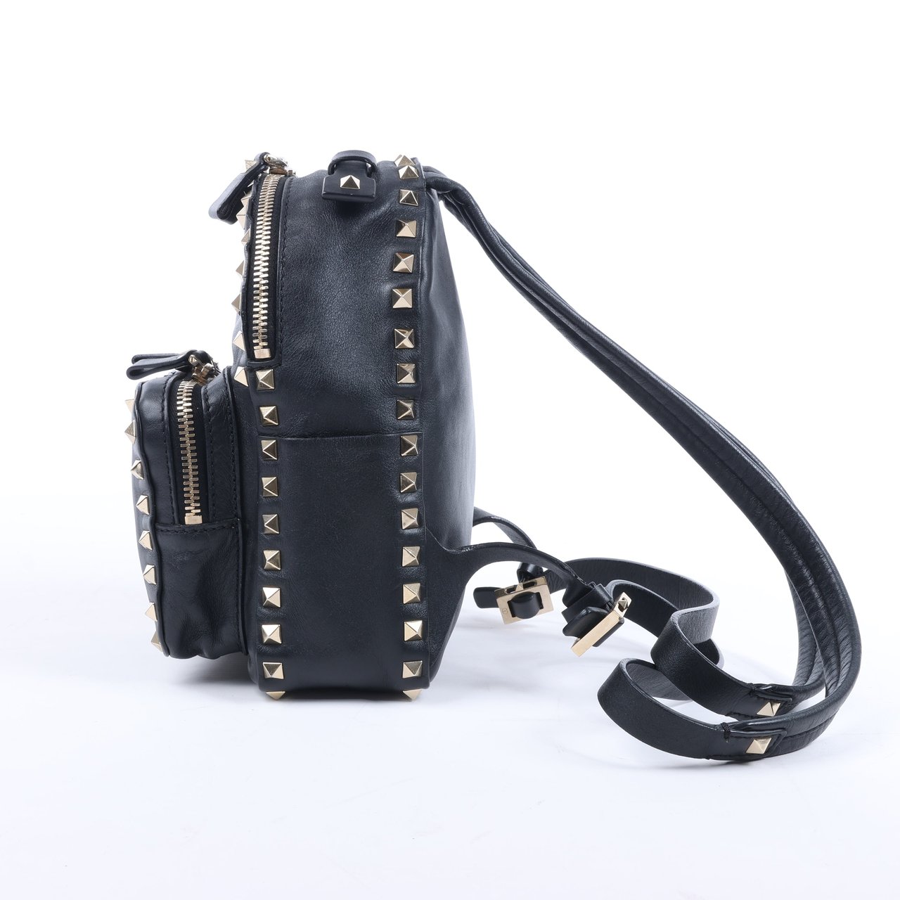 Valentino Garavani Valentino Garavani Rockstud Leather Backpack in Black Zwart