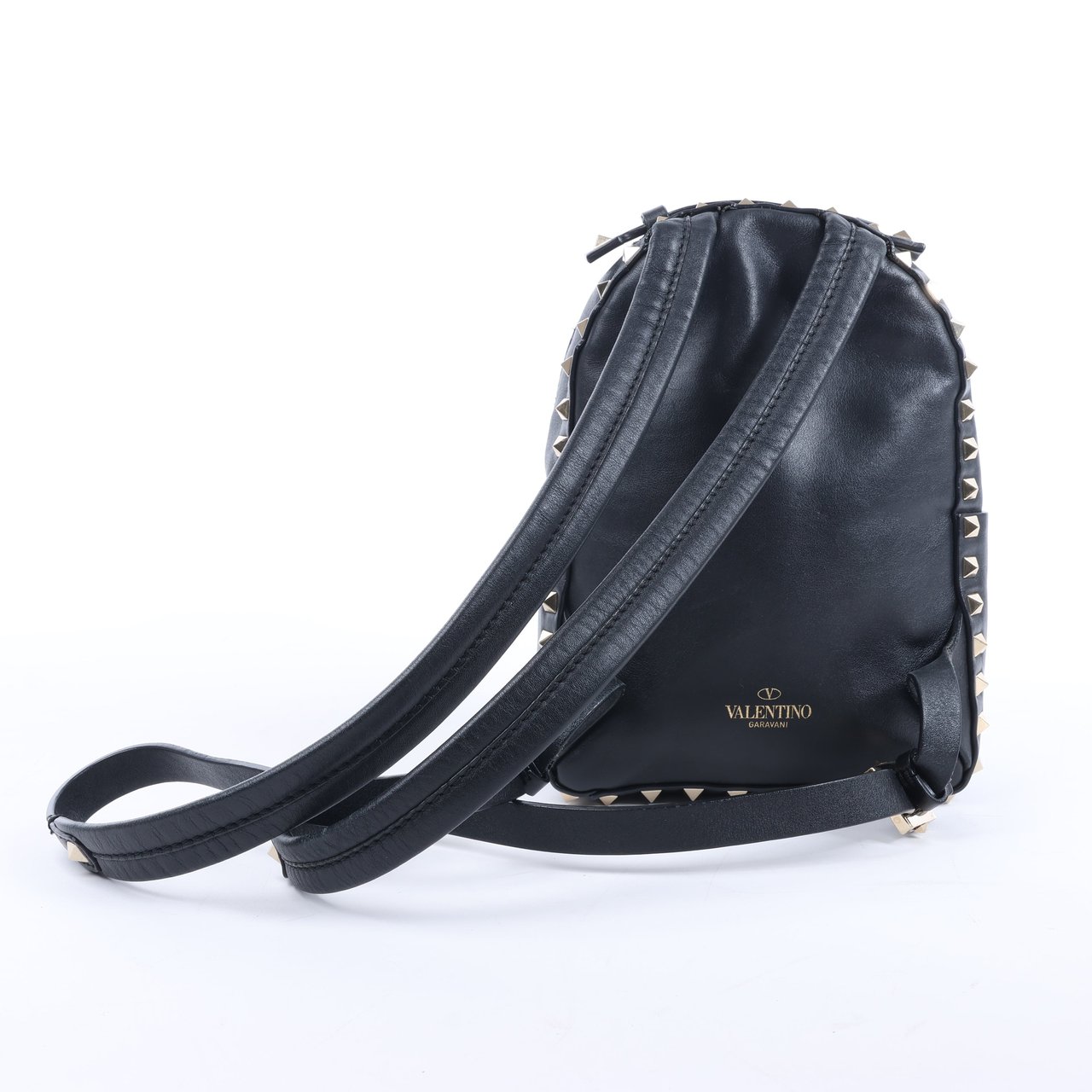 Valentino Garavani Valentino Garavani Rockstud Leather Backpack in Black Zwart