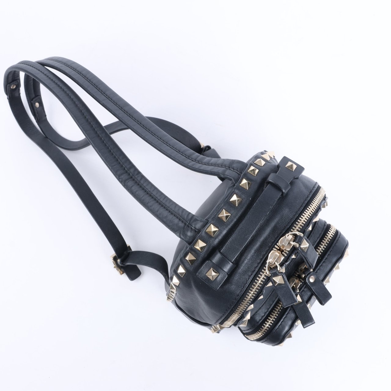 Valentino Garavani Valentino Garavani Rockstud Leather Backpack in Black Zwart