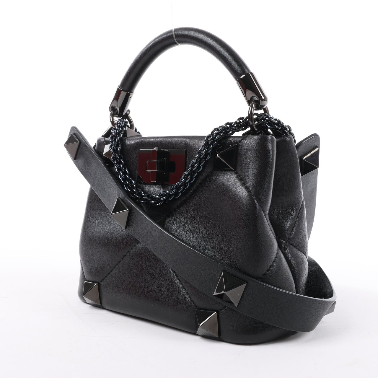 Valentino Garavani Valentino Garavani Roman Studs Leather 3-way Shoulder Bag in Black Zwart