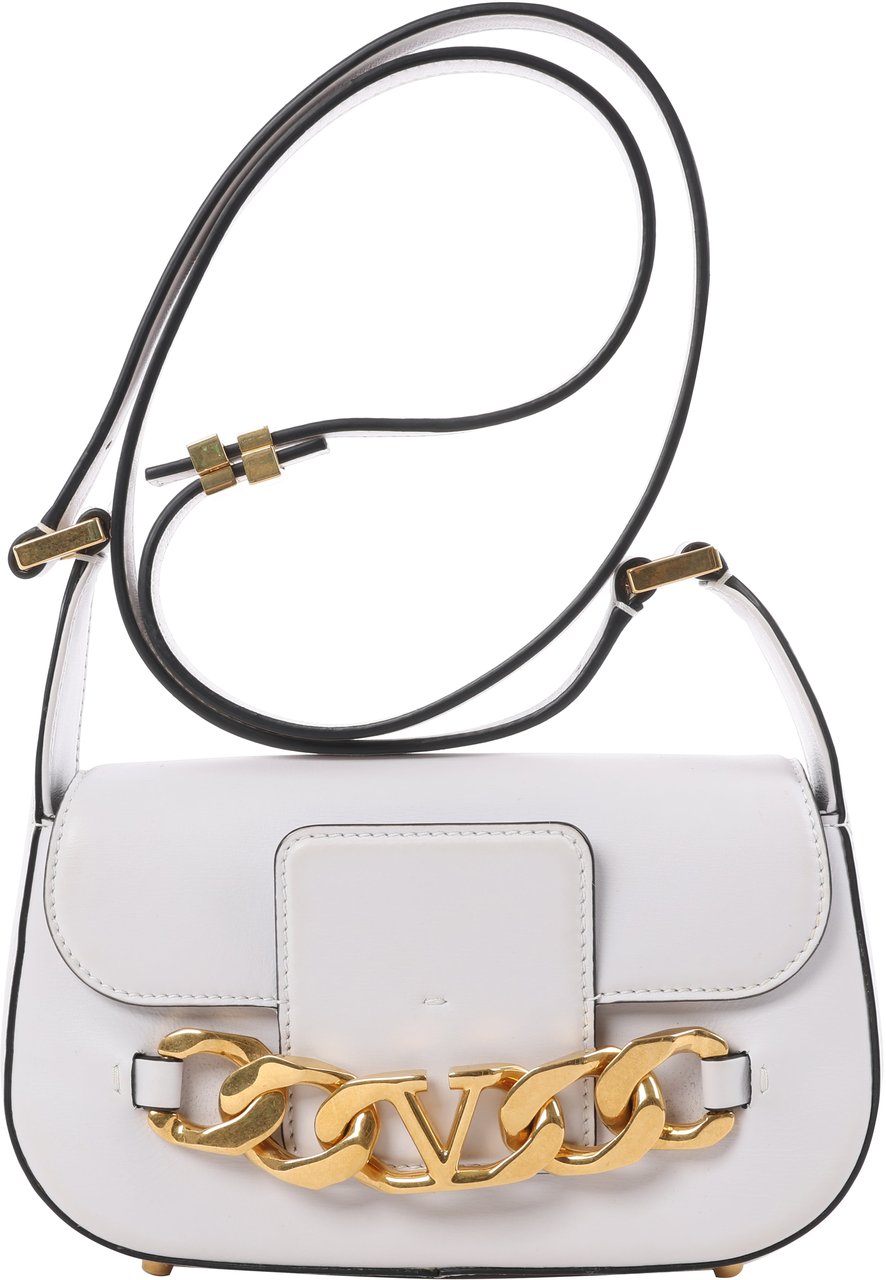 Valentino Garavani Valentino Garavani V logo Leather Shoulder bag in White Wit