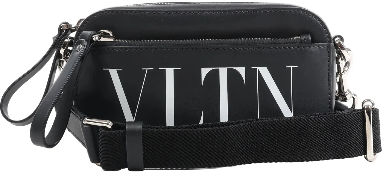 Valentino Garavani Valentino Garavani VLTN Leather Shoulder Bag in Black Zwart