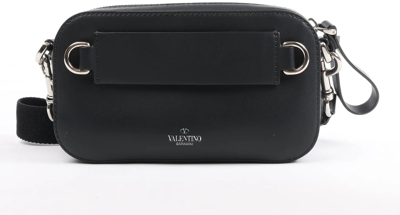 Valentino Garavani Valentino Garavani VLTN Leather Shoulder Bag in Black Zwart