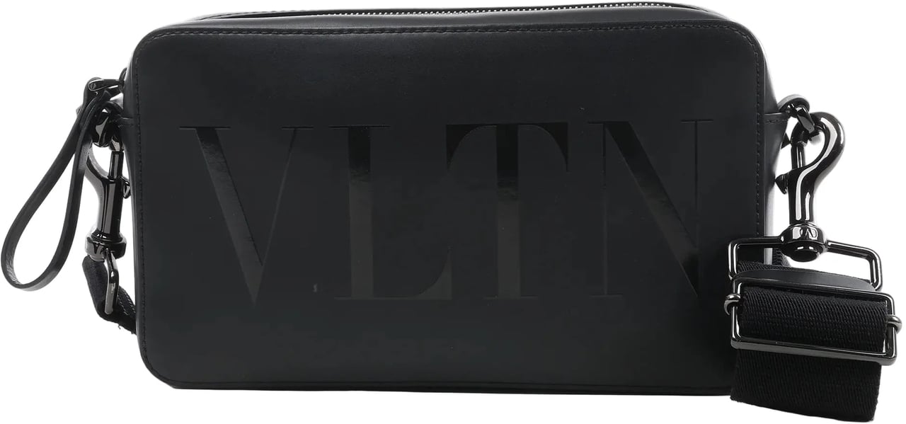 Valentino Garavani Valentino Garavani VLTN Leather Shoulder Bag in Black Zwart