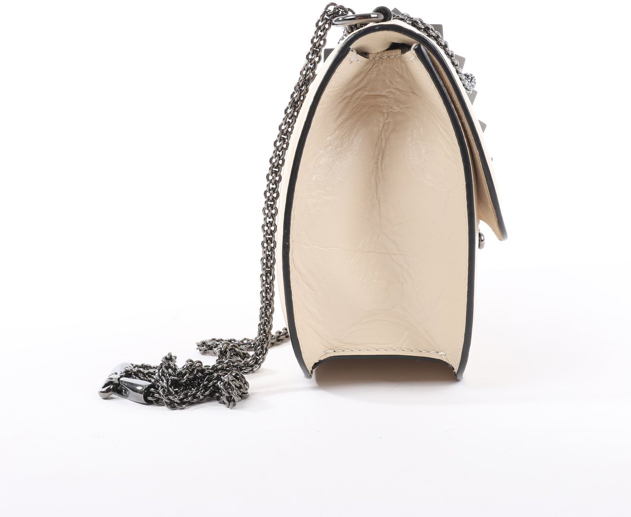 Valentino Garavani Valentino Rockstud Glam Lock Leather Chain Shoulder Bag in Beige Beige