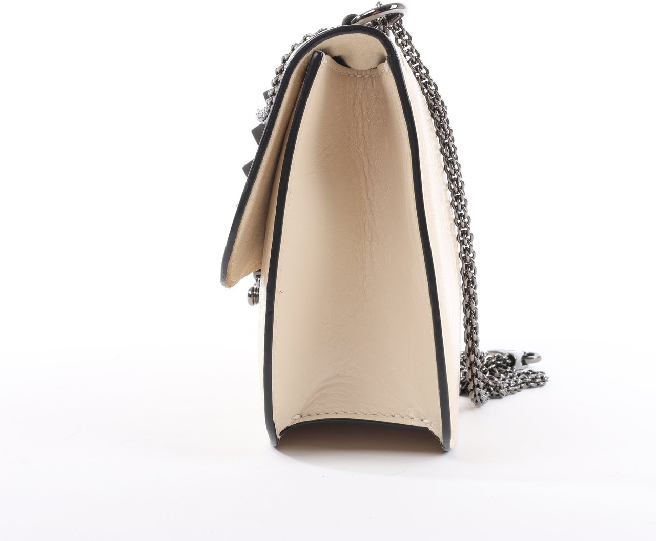 Valentino Garavani Valentino Rockstud Glam Lock Leather Chain Shoulder Bag in Beige Beige
