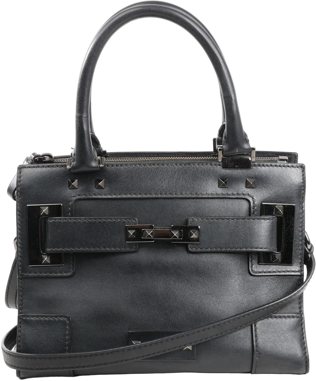 Valentino Garavani Valentino Garavani Rockstud Leather 2Way Handbag in Black Zwart
