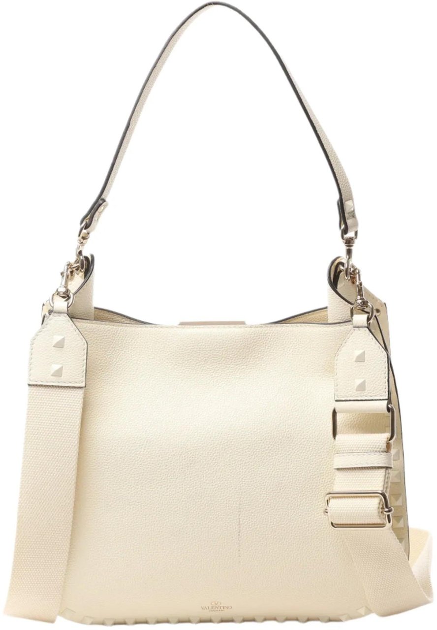 Valentino Garavani Valentino Garavani Rockstud Leather Shoulder Bag in Ecru Beige