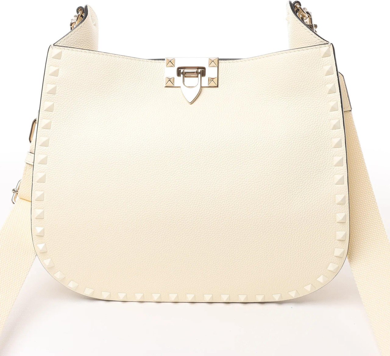 Valentino Garavani Valentino Garavani Rockstud Leather Shoulder Bag in Ecru Beige