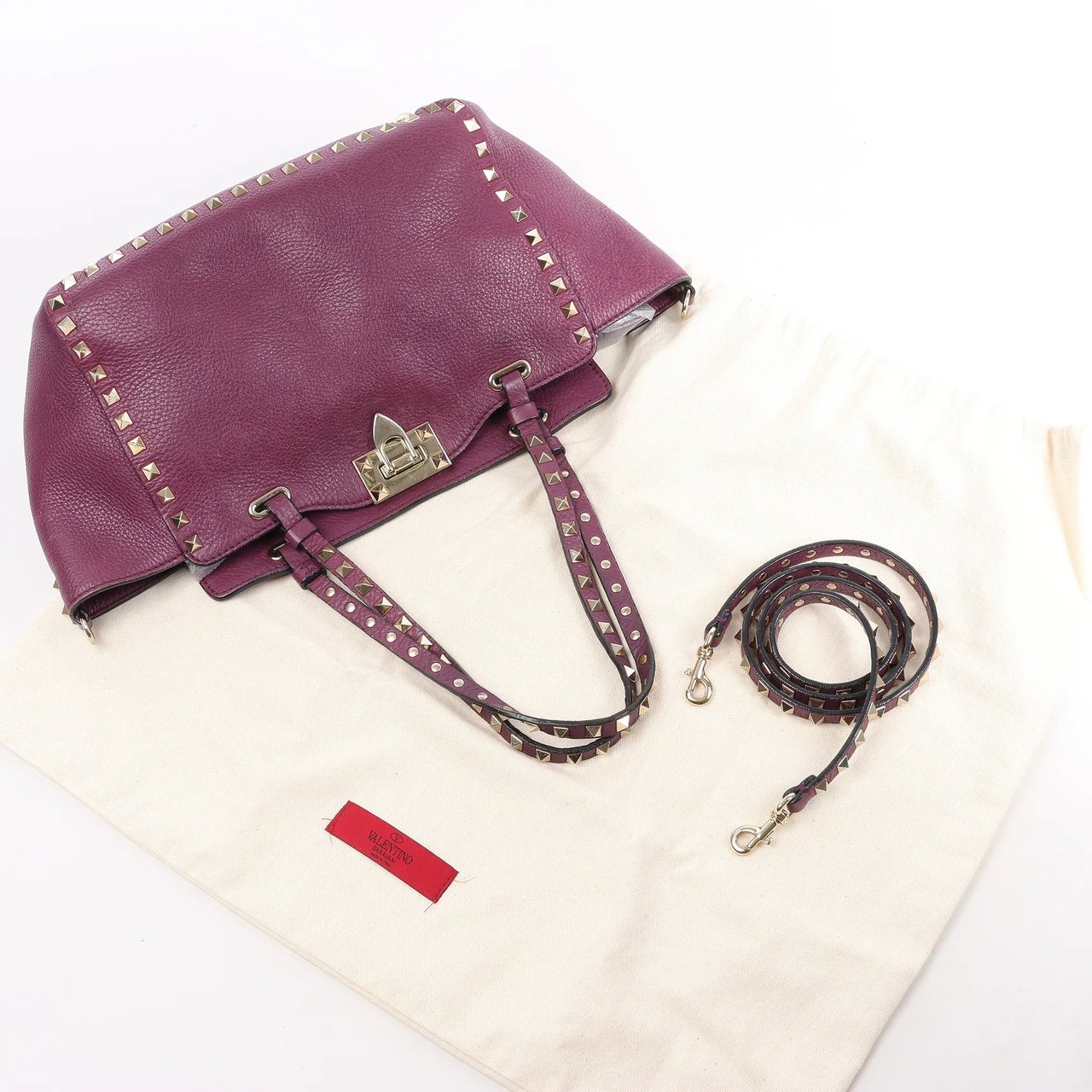 Valentino Garavani Valentino Garavani Rockstud Leather 2Way Handbag in Purple Paars