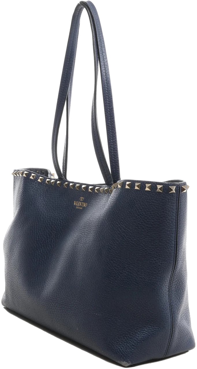 Valentino Garavani Valentino Garavani Rockstud Leather Shoulder Bag in Navy Blue Blauw