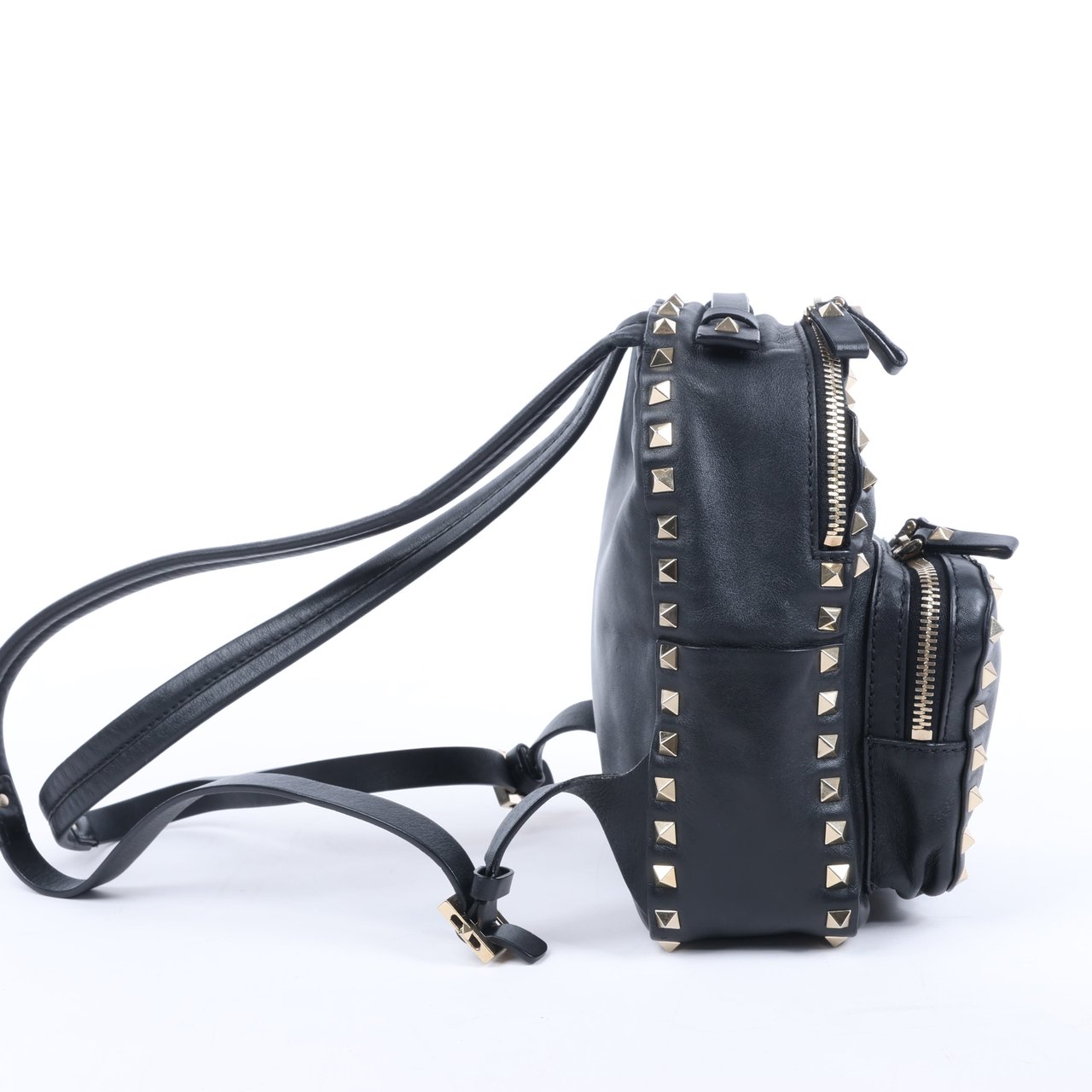 Valentino Garavani Valentino Garavani Rockstud Leather Backpack in Black Zwart