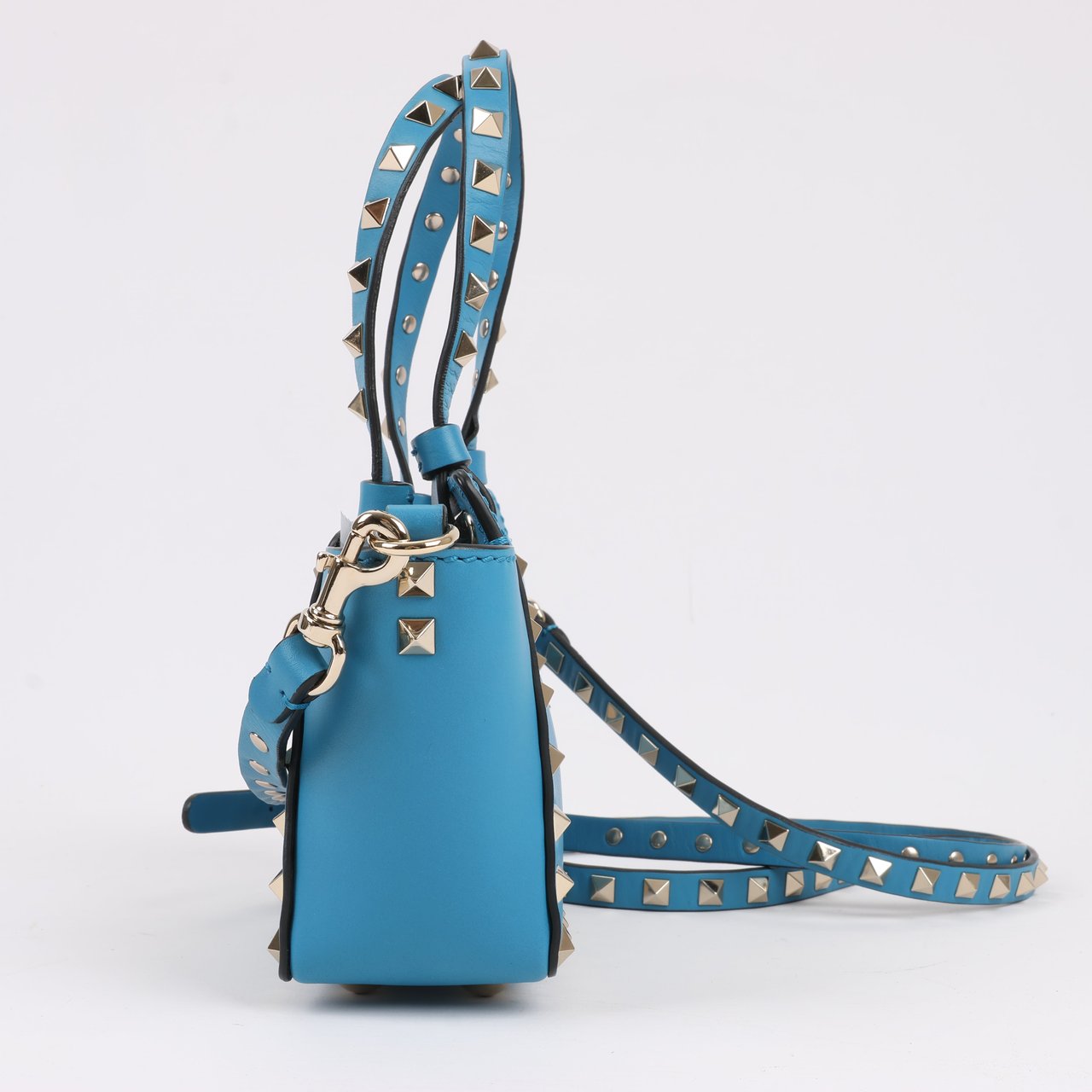 Valentino Garavani Valentino Garavani Rockstud Mini Leather 2Way Handbag in Blue Blauw