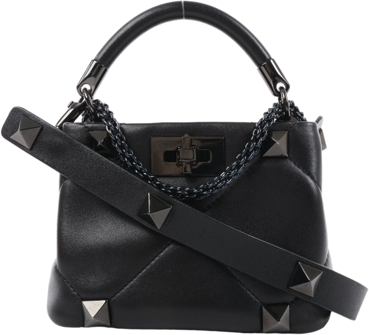 Valentino Garavani Valentino Garavani Roman Studs Leather 3-way Shoulder Bag in Black Zwart