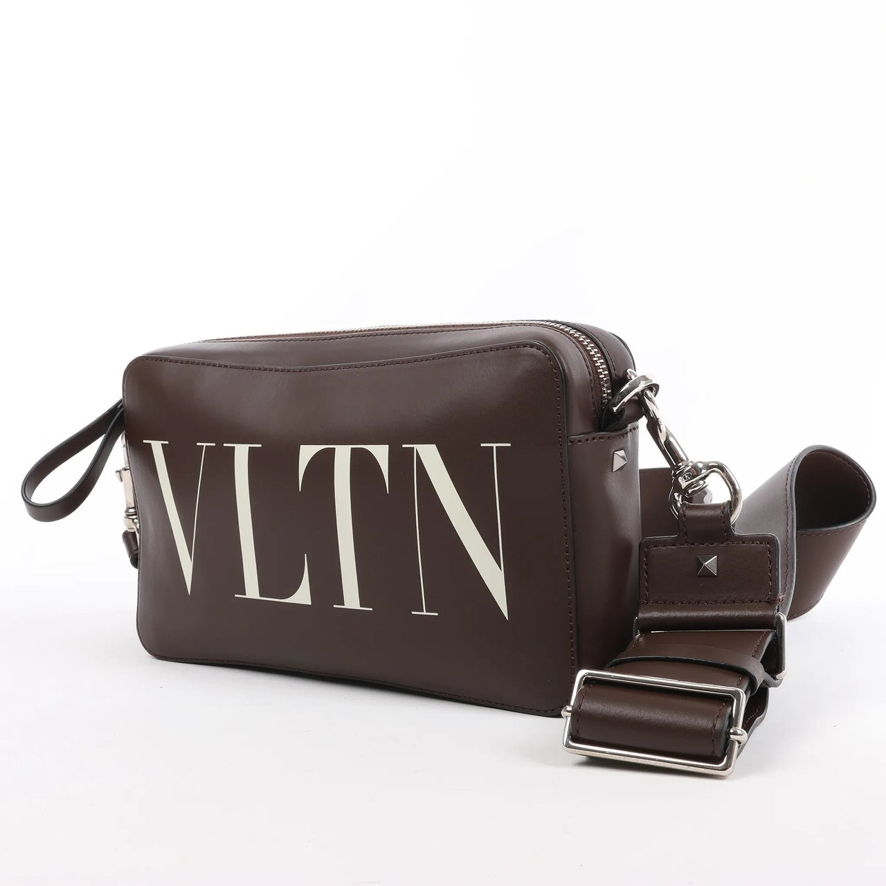 Valentino Garavani Valentino Garavani VLTN Leather Shoulder Bag in Brown Bruin