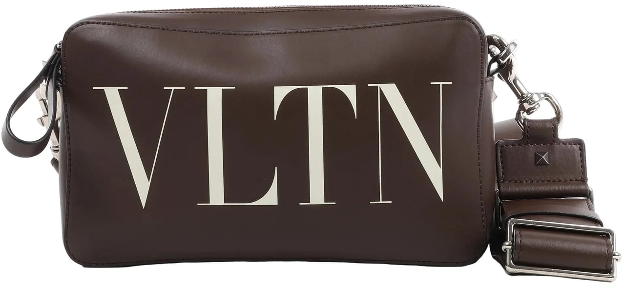 Valentino Garavani Valentino Garavani VLTN Leather Shoulder Bag in Brown Bruin