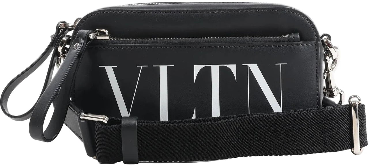 Valentino Garavani Valentino Garavani VLTN Leather Shoulder Bag in Black Zwart
