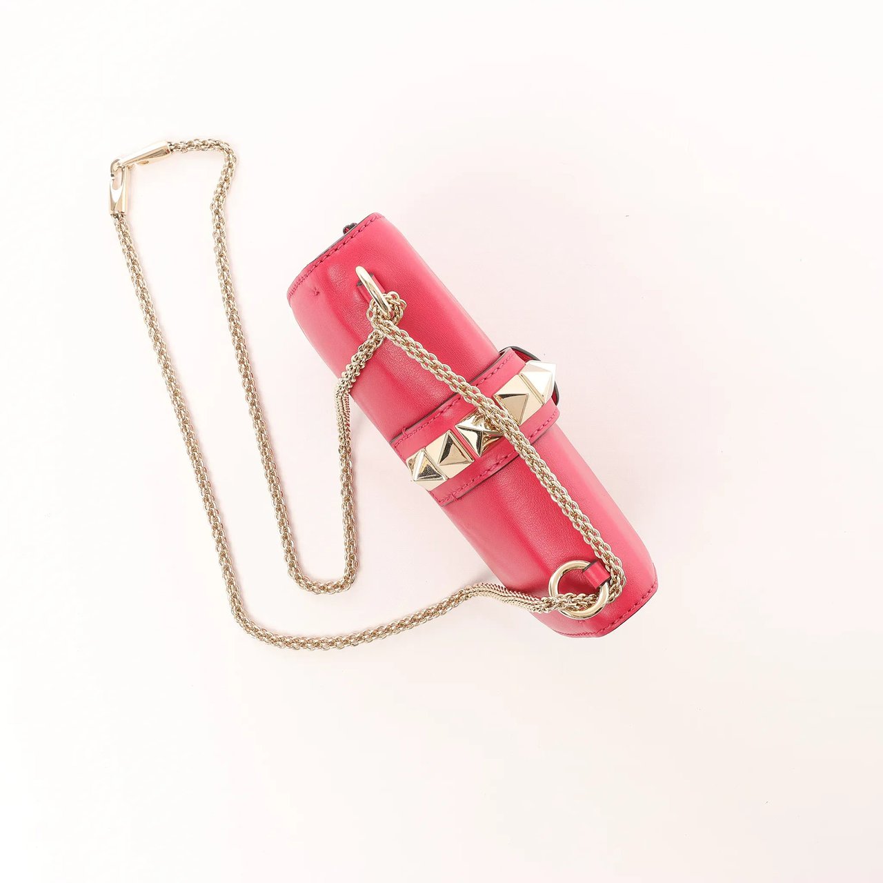 Valentino Garavani Valentino Rockstud Glam Lock Leather Chain Crossbody Bag in Pink Roze
