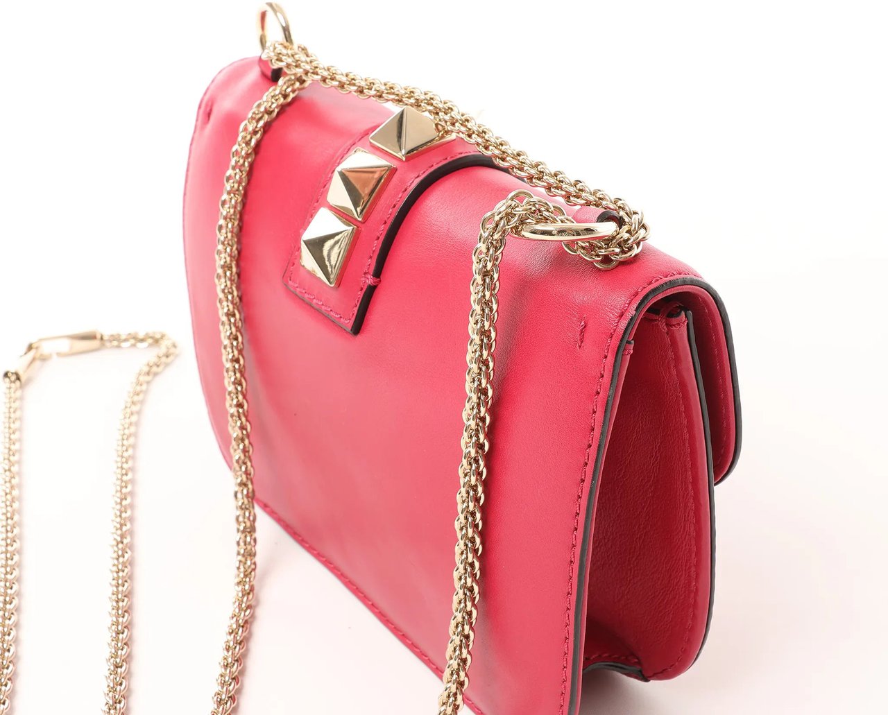 Valentino Garavani Valentino Rockstud Glam Lock Leather Chain Crossbody Bag in Pink Roze