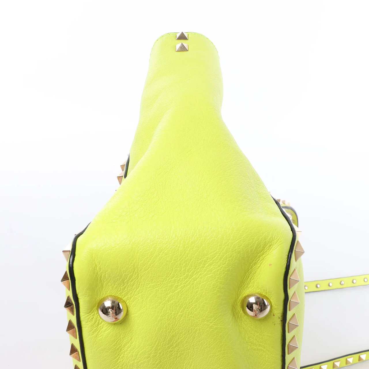 Valentino Garavani Rockstud Leather 2Way Handbag in Yellow Geel