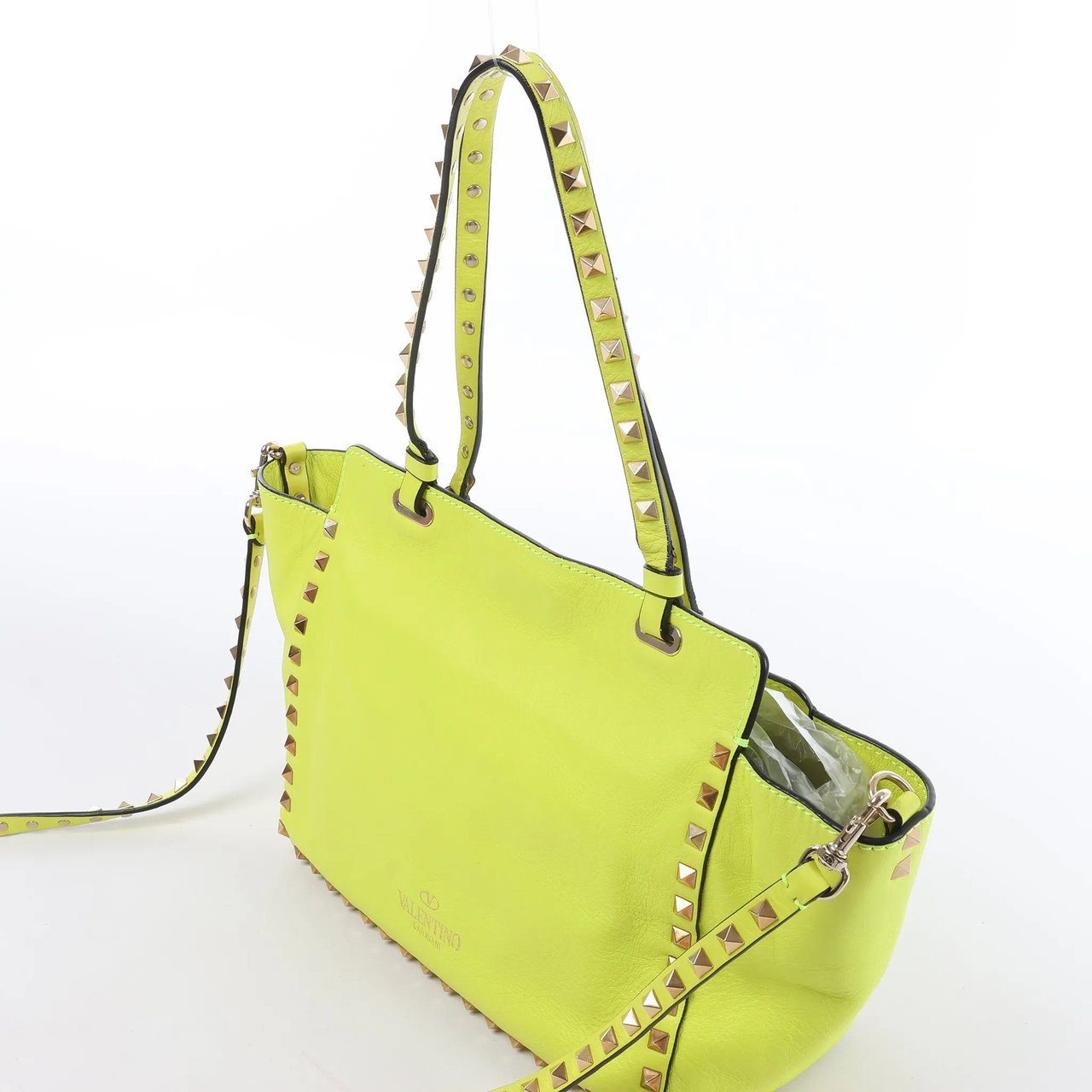 Valentino Garavani Rockstud Leather 2Way Handbag in Yellow Geel