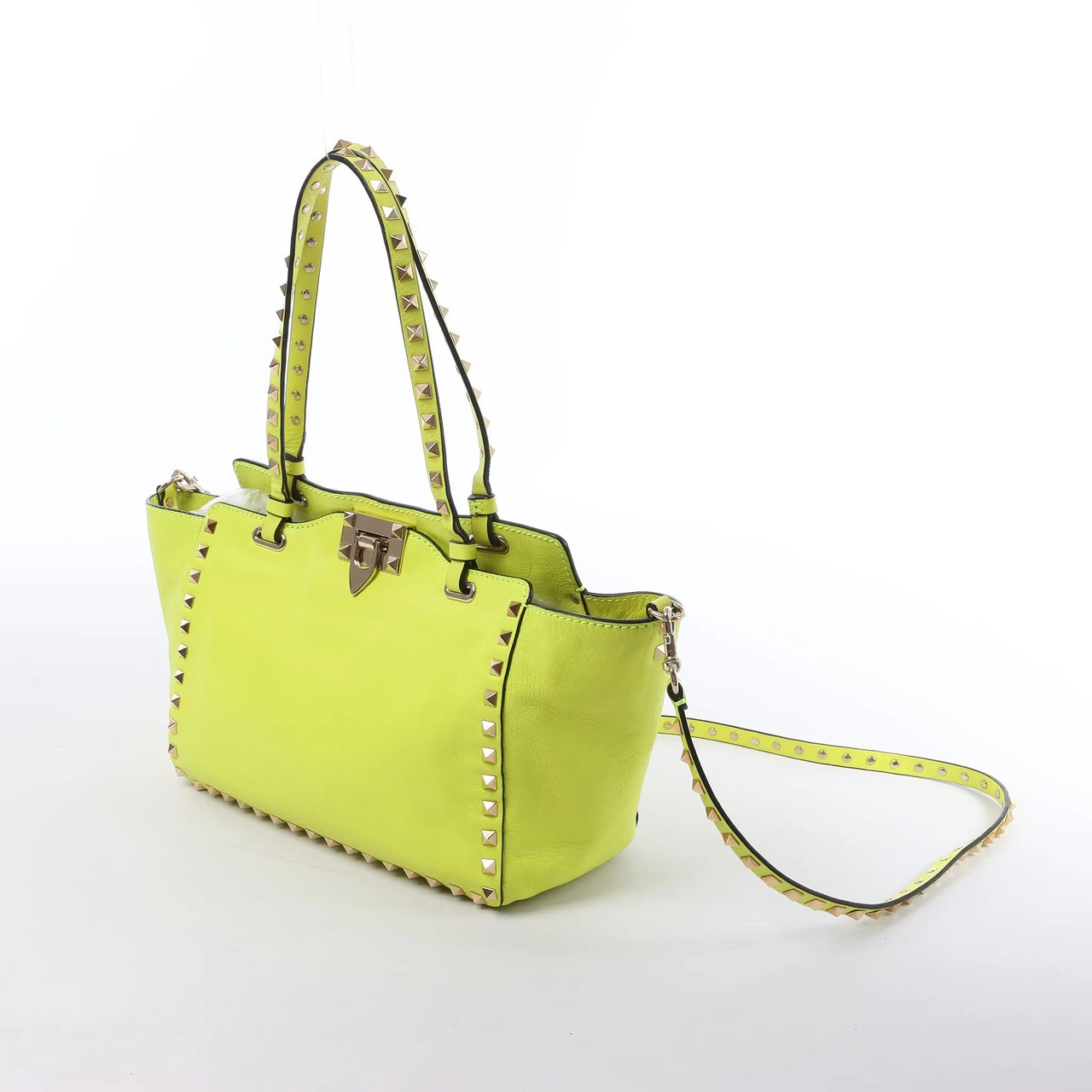 Valentino Garavani Rockstud Leather 2Way Handbag in Yellow Geel